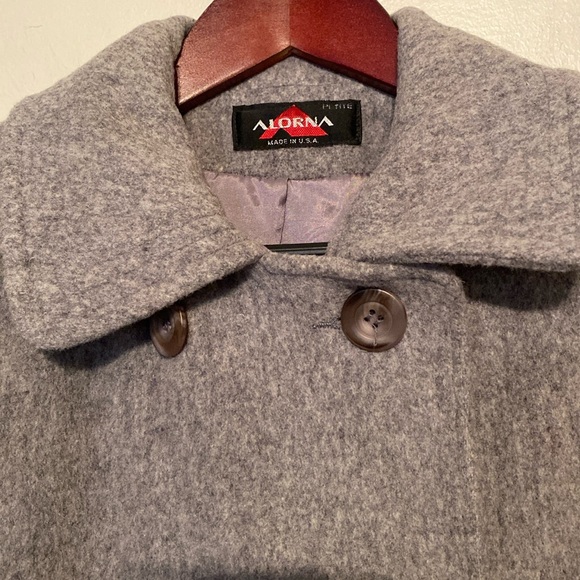 Alorna Vintage Gray Heather Wool Blend Maxi Coat Petite sized L or XL - Picture 3 of 15